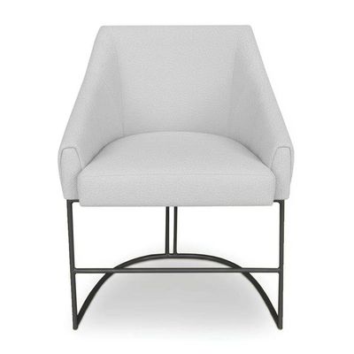Kit 8 Poltronas Luxo Alana Bouclê Cinza Base Ferro Preto - Pallazio