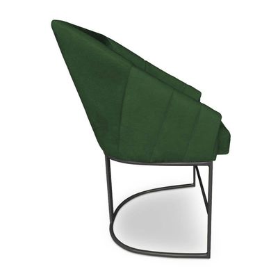 Kit 8 Poltronas Luxo Alana Suede Base Ferro Preto - Pallazio Cor Verde
