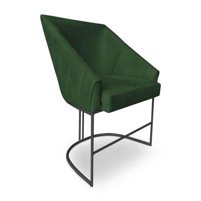 Kit 8 Poltronas Luxo Alana Suede Base Ferro Preto - Pallazio Cor Verde