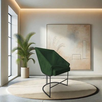 Kit 8 Poltronas Luxo Alana Suede Base Ferro Preto - Pallazio Cor Verde