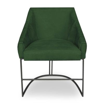 Kit 8 Poltronas Luxo Alana Suede Base Ferro Preto - Pallazio Cor Verde