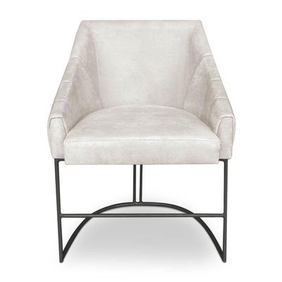Kit 6 Poltronas Luxo Alana Suede Bege Base Ferro Preto - Pallazio