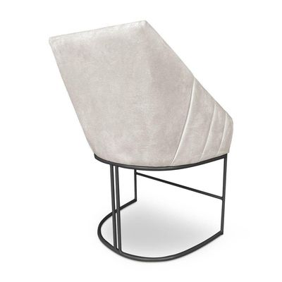 Kit 6 Poltronas Luxo Alana Suede Bege Base Ferro Preto - Pallazio