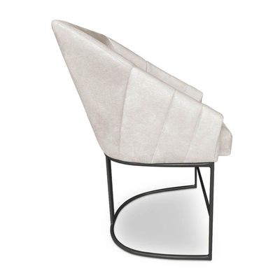 Kit 6 Poltronas Luxo Alana Suede Bege Base Ferro Preto - Pallazio