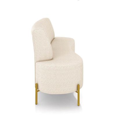 Sofá Orgânico 2 Lugares 135cm Pé Ferro Dourado Maraú Bouclê K01 - D'rossi Bege