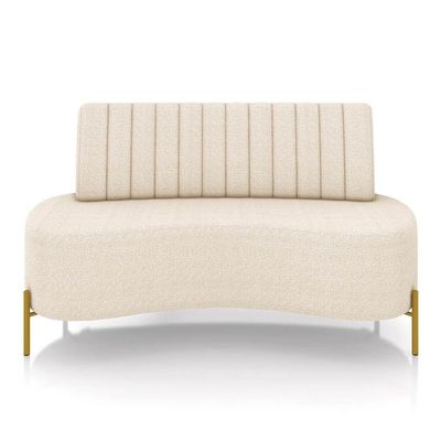 Sofá Orgânico 2 Lugares 135cm Pé Ferro Dourado Maraú Bouclê K01 - D'rossi Bege