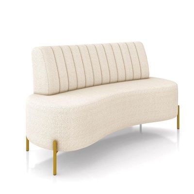 Sofá Orgânico 2 Lugares 135cm Pé Ferro Dourado Maraú Bouclê K01 - D'rossi Bege
