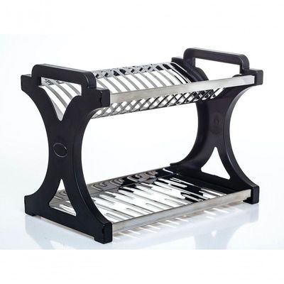 Escorredor 16 Pratos Inox Tipo Alto Lateral Em Pp Preto