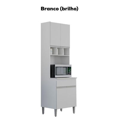 Paneleiro Microondas 202x61cm Andreia Branco Reajl Moveis Branco