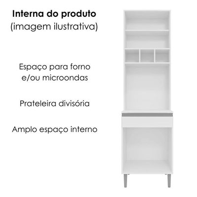 Paneleiro Microondas 202x61cm Andreia Branco Reajl Moveis Branco