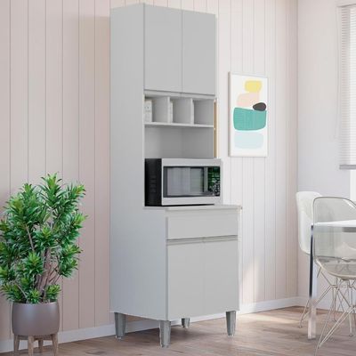 Paneleiro Microondas 202x61cm Andreia Branco Reajl Moveis Branco