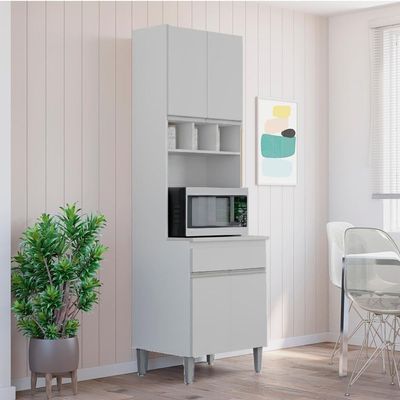 Paneleiro Microondas 202x61cm Andreia Branco Reajl Moveis Branco
