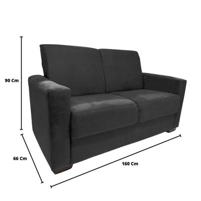 Sofá Estofado 2 Lugares Sala Estar Recepção Mariana Suede Preto