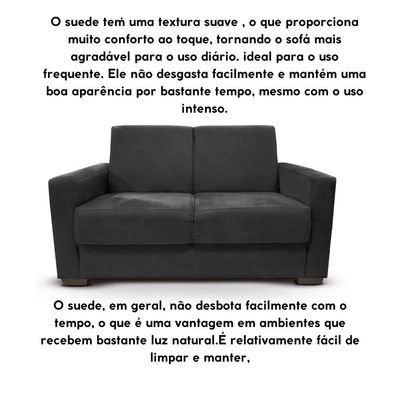 Sofá Estofado 2 Lugares Sala Estar Recepção Mariana Suede Preto