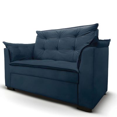 Sofá 2 Lugares Para Sala Moderno Confortável ágata Suede Azul Marinho