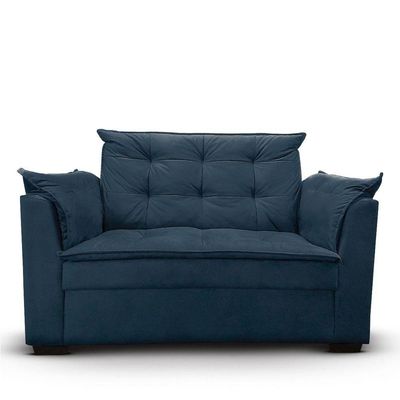 Sofá 2 Lugares Para Sala Moderno Confortável ágata Suede Azul Marinho