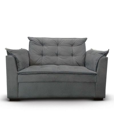 Sofá 2 Lugares Para Sala Moderno Confortável Elegance Suede Cinza