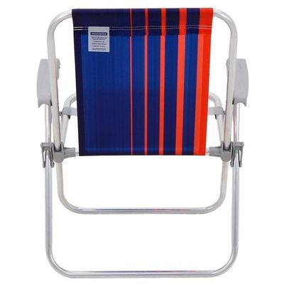 Kit 08 Cadeiras E Praia Tramontina Samoa Alta Em Alumínio Com Assento Azul Escuro E Laranja 92900000