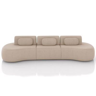 Sofá 5 Lugares Orgânico Para Sala Living 326cm Vasti M03 Veludo Bege - Lyam Decor