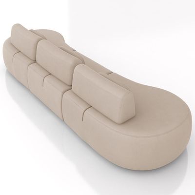 Sofá 5 Lugares Orgânico Para Sala Living 326cm Vasti M03 Veludo Bege - Lyam Decor