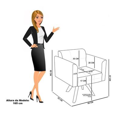 Poltrona Sala Decorativa Kit 2 Elisa Giratória Castanho Ma30 Sintético D03 - D'rossi Cinza
