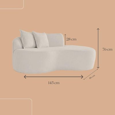 Sofá Feijão De Canto Curvado Elegante 2 Lugares Bouclé branco