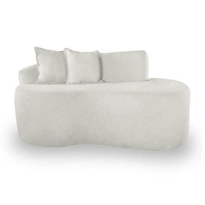 Sofá Feijão De Canto Curvado Elegante 2 Lugares Bouclé branco
