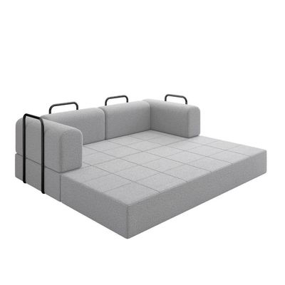Sofá Na Caixa Modular 2 Lugares Linho Bege Para Sala cinza