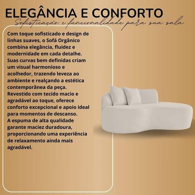 Sofá Feijão De Canto Curvado Elegante 2 Lugares Bouclé branco