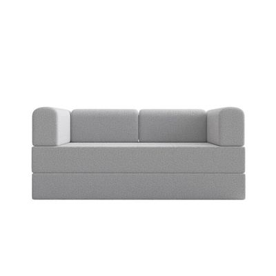 Sofá Na Caixa Modular 2 Lugares Linho Bege Para Sala cinza