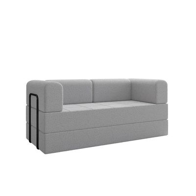 Sofá Na Caixa Modular 2 Lugares Linho Bege Para Sala cinza