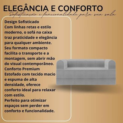 Sofá Na Caixa Modular 2 Lugares Linho Bege Para Sala cinza