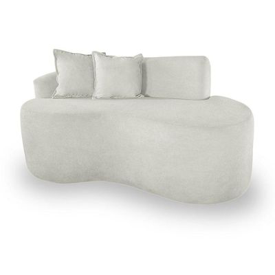 Sofá Feijão De Canto Curvado Elegante 2 Lugares Bouclé branco