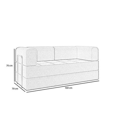 Sofá Na Caixa Modular 2 Lugares Linho Bege Para Sala cinza