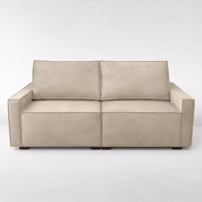 Sofá 2 Metros Contemporâneo Sala Estar Luxo Moderno Suede capuccino