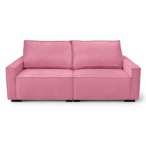Sofá 3 Lugares Moderno Contemporâneo Sala Recepção Suede rose