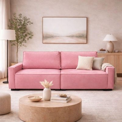 Sofá 3 Lugares Moderno Contemporâneo Sala Recepção Suede rose