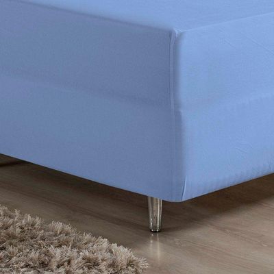 Lençol Com Elástico Casal Nobre 1 Peça Luva De Box 55cm De Altura Malha 100% Algodão - Azul-bebê