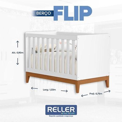 Berço Americano Flip Branco Reller Guarda Roupa Casal Americano 6 Portas Branco Colchão Ortobom Henn