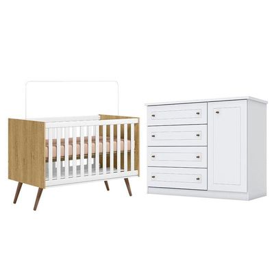 Berço Americano Q Encanto 3820 Retrô Freijó Toq Branco   Qmovi Cômoda Americano Branco Hp Henn