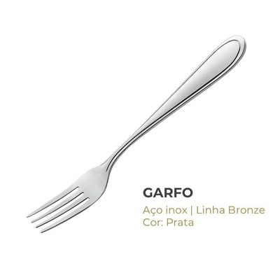 Jogo 12 Garfos E 12 Facas Aço Inox Prata Em Casa Tem Linha Bronze