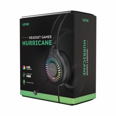 Fone de Ouvido Headset Gamer Vinik Hurricane USB - LED Rainbow - VKHSGHCN