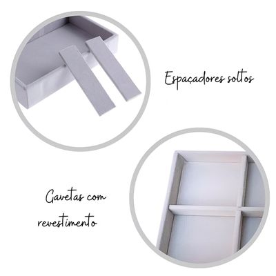 Organizador Porta Jóias 3 Gavetas Revestido Acrílico