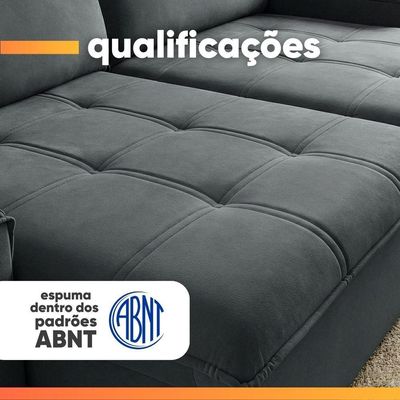 Sofá Retrátil E Reclinável 3 Lugares 2,30m Com Porta Copos Amore Cinza