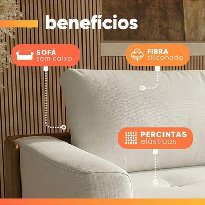 Sofá Cama 3 Lugares 2,60m Orgânico Belissimo Bege / Marrom