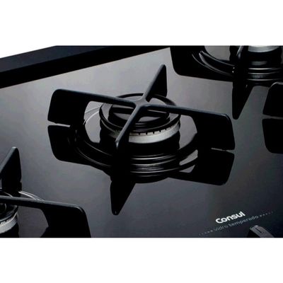 Fogão Consul 5 Bocas CFS5VAR com Mesa de Vidro, Trempes de Ferro Fundido e Acendimento Automático Bivolt - Inox