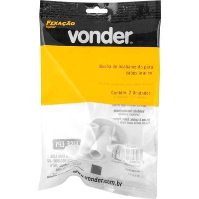 Bucha Acabamento Para Cabos, Branca, Com 2 Peças, Vonder
