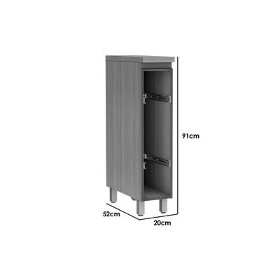 Gabinete Cozinha Modulado Balcão Rainha Porta Tempero 1Porta 20cm Nature/Verde-Nesher
