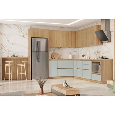 Gabinete Cozinha Modulado Balcão Rainha Porta Tempero 1Porta 20cm Branca/Nature-Nesher
