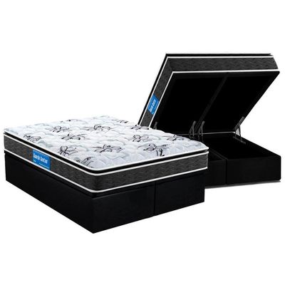 Cama Box Baú King + Colchão Espuma Probel Premium Extra Firme